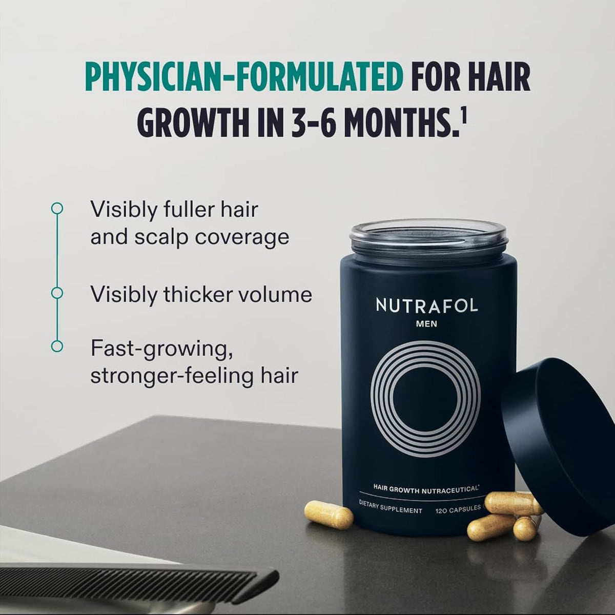 Nutrafol Men’s Hair Growth Supplements – Clinically Proven for Thicker, Stronger Hair  - NOT THE VEGAN VERSION-